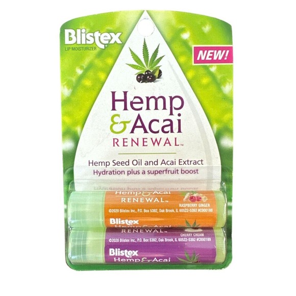 Blistex Hemp & Acai Renewal Lip Balm 2ct - Raspberry Ginger & Cherry Cream - Picture 1 of 2